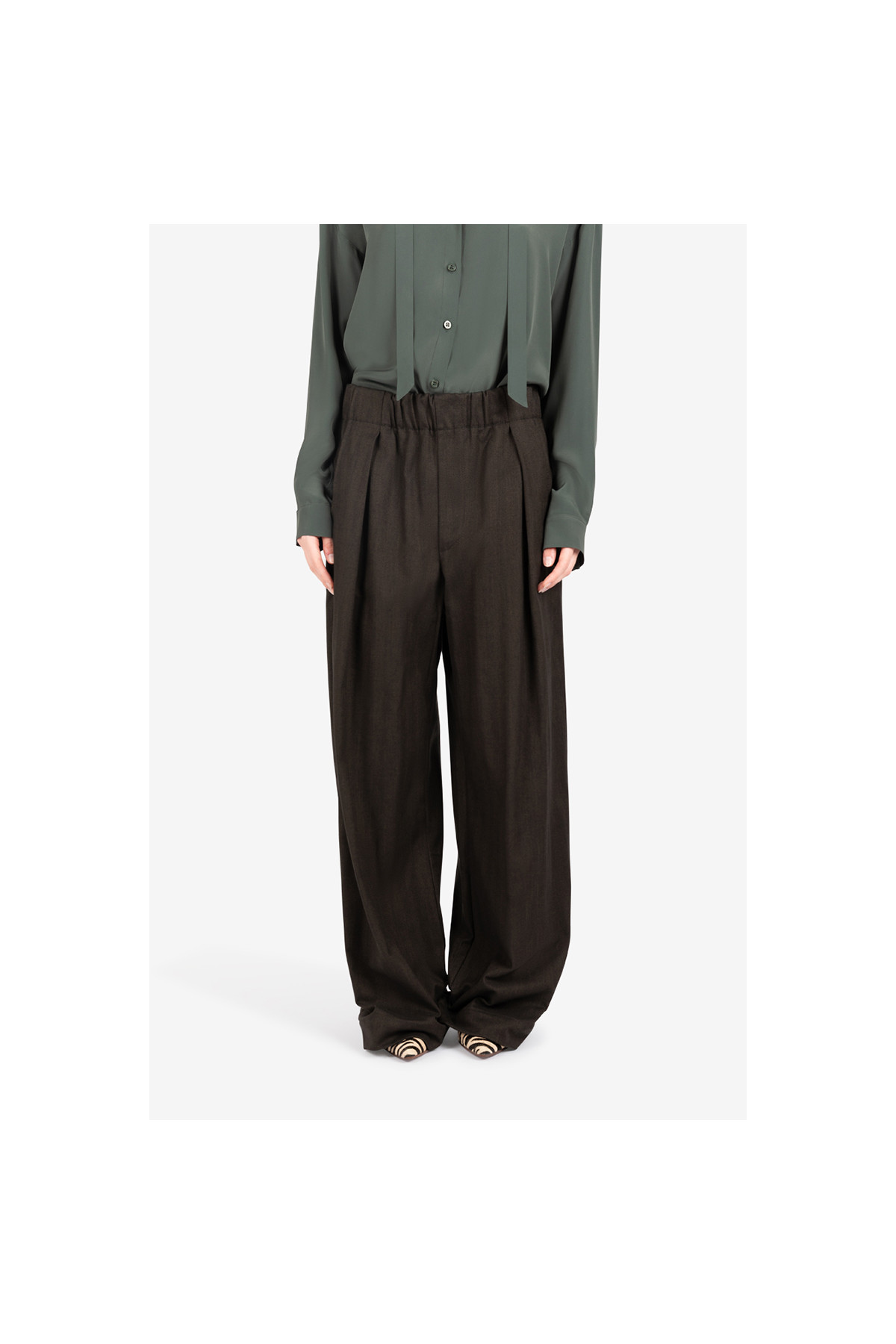 Unisex Gatsby wide-leg cotton trousers in deadstock fabric