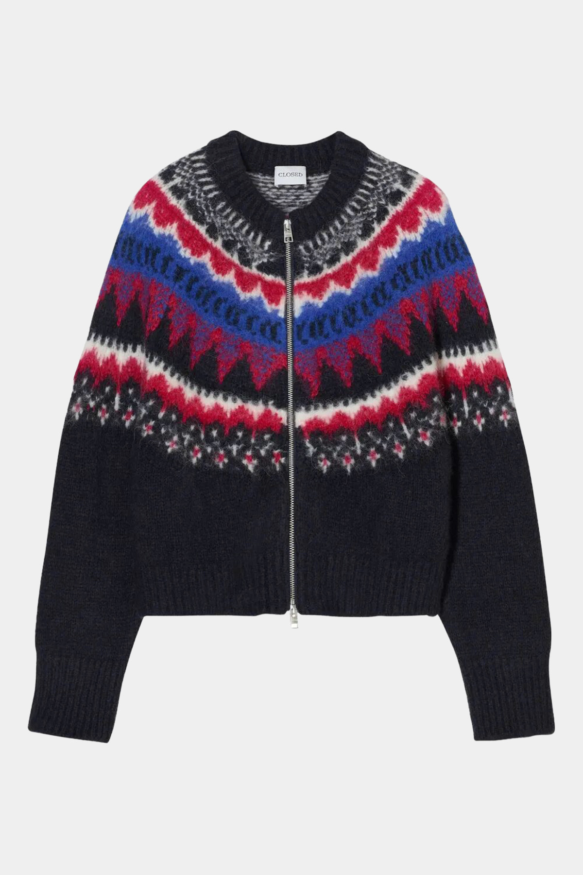 Closed Black Wool Blend Zip-Up Cardigan | Société Anonyme