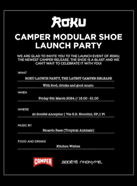 Roku by Camper Launch Party in store. 8 Marzo 2024 // 18.00-21.00